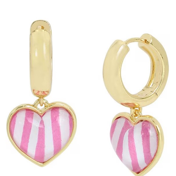 Betsey Johnson Jewelry - Betsey Johnson Heart Charm Huggie Hoop Earrings